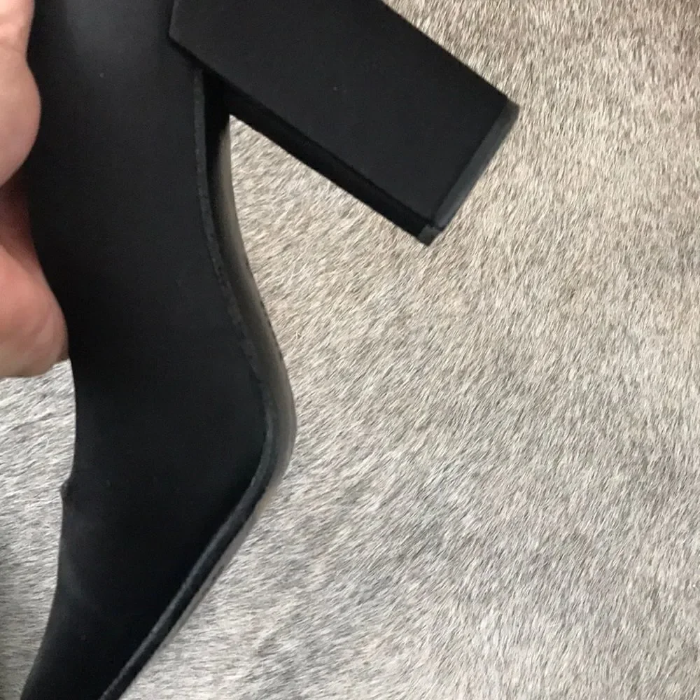 Black Satin square toe Kenneth Cole heels